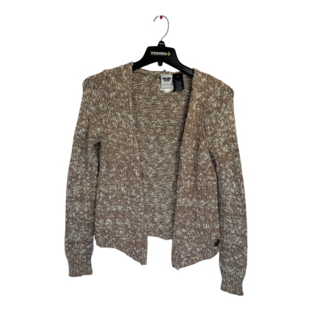 Harley Davidson Cardigan Sweater Womens Size Medium Beige Waterfall Coastal